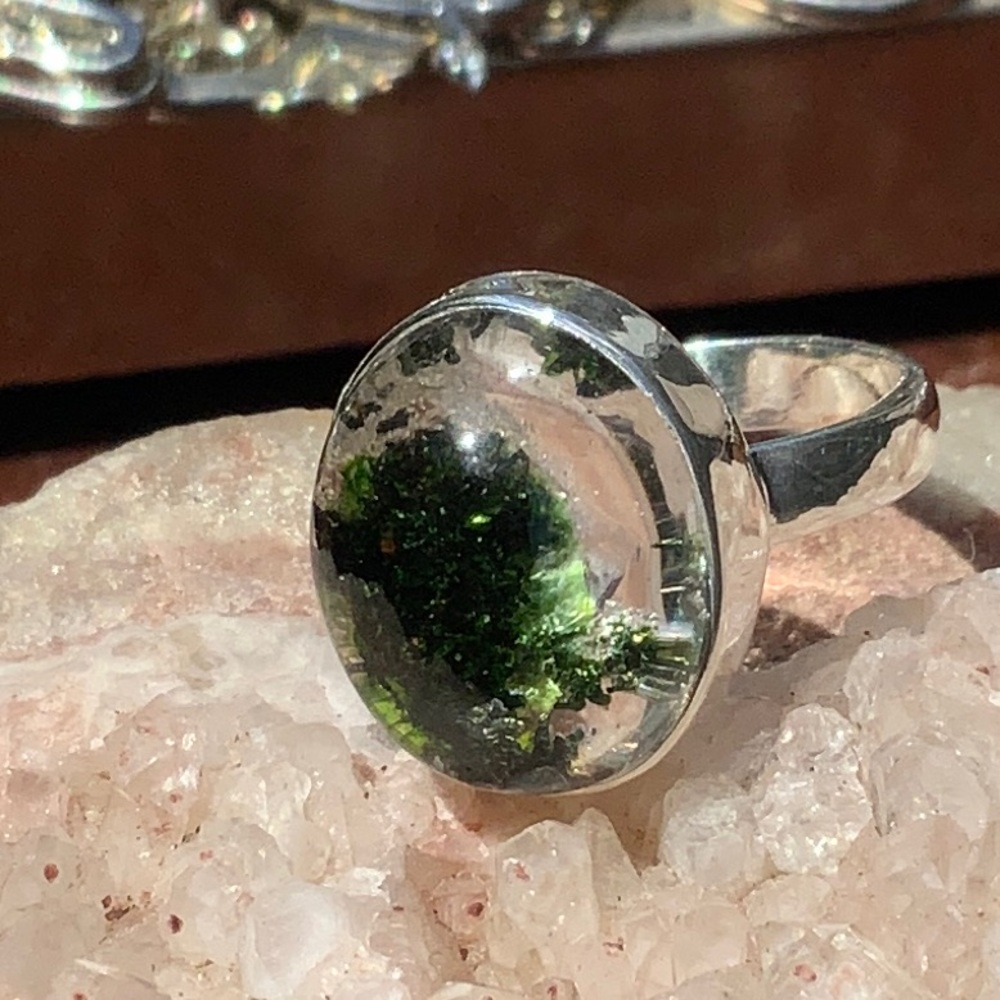 LODOLITE PHANTOM QUARTZ 925 Sterling Silver Ring, Size 8 - Picture 5 of 9